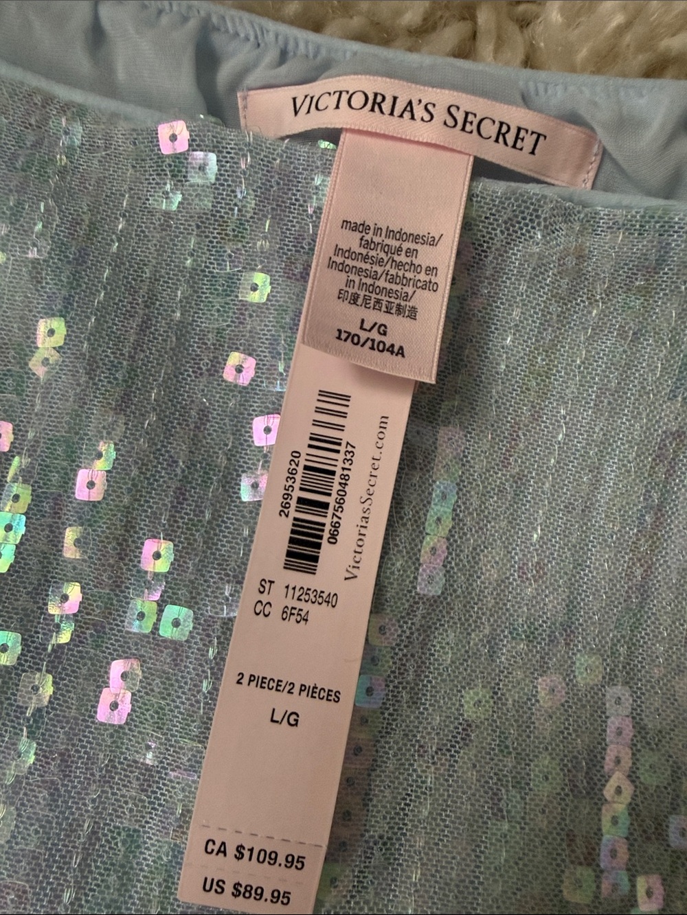 Victoria's Secret NWT Silver Blue Gray Sequin  Bralette & Brief Set/Rave wear - Picture 2 of 4